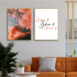 Living room interior wall mockup in warm tones with leather sofa